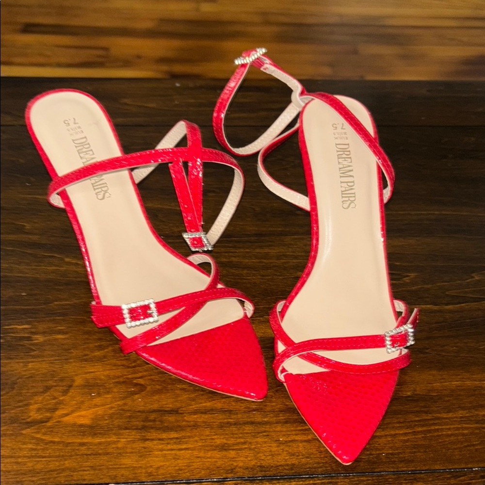 Dream Pairs Vibrant Red Strappy Heels